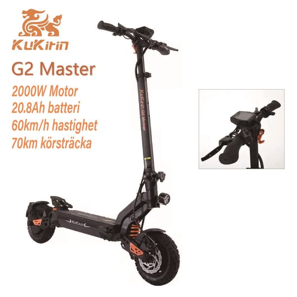 Kukirin G2 Master 52V 20.8Ah 1000W*2 Elscooter, 60 km/h, 70 km räckvidd, 10-tums däck, dubbelmotor, 8-ljussystem