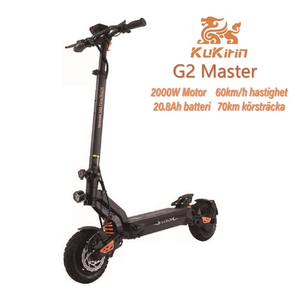 Kukirin G2 Master 52V 20.8Ah 1000W*2 elscooter, 70 km räckvidd, 10-tums däck, 60 km/h hastighet, dubbelmotor, 8-ljussystem