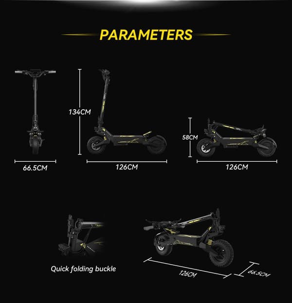 Sammenklappelig El-Scooter OOTD T10, 11", Fuld Affjedring, 48V 500W, Sort