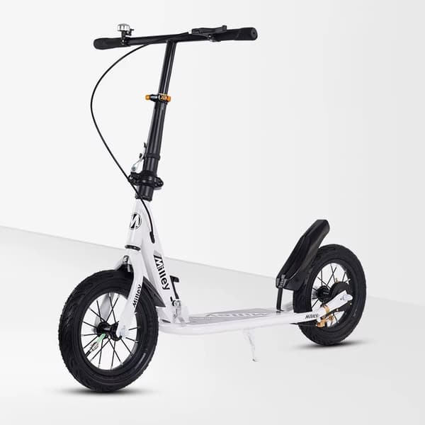 Scooter med store oppustelige hjul 30 cm håndbremse børn voksne