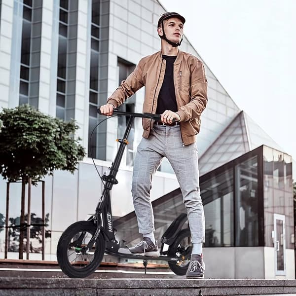 Scooter med store oppustelige hjul 30 cm håndbremse børn voksne