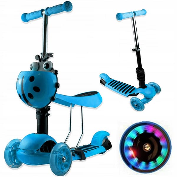 BARNS TUR PÅ TREHJULSSCOOTER MED 3-I-1-SÄTE BIEDRONKA LED