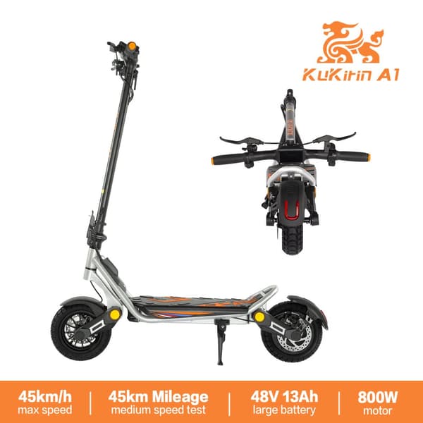 KuKirin A1 taitettava sähköskootteri 800W, 48V13Ah akku, maksiminopeus 45Km/h, 10 tuuman tyhjiörenkaat, etu- ja takalevyjarrut