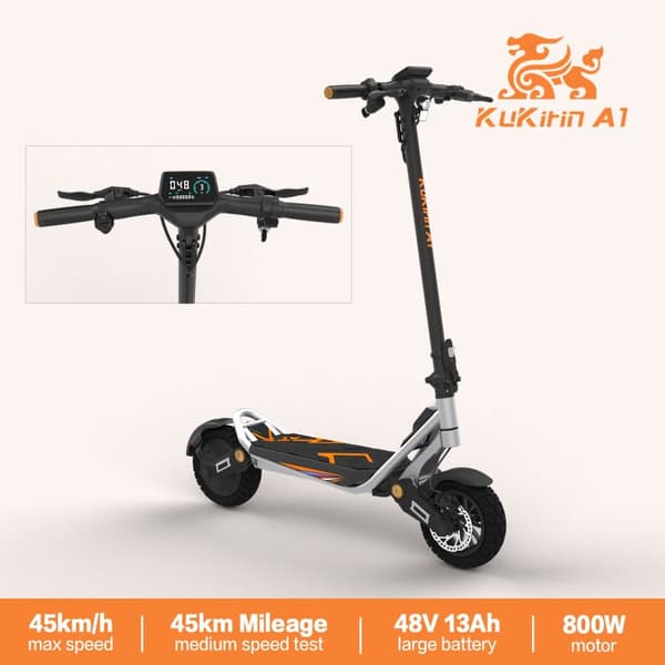 KuKirin A1 foldbar elektrisk scooter 800W, 48V13Ah batteri, maks. hastighed 45 km / t, rækkevidde 45 km, 10 tommer vakuumdæk