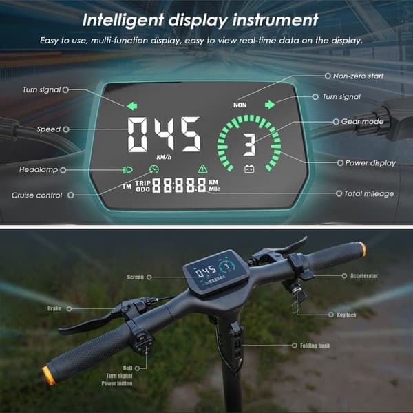 KuKirin A1 foldbar elektrisk scooter 10 tommer, 800W motor, 48V 13Ah batteri, maks. hastighed 45 km / t, rækkevidde 45 km, skivebremser for og bag
