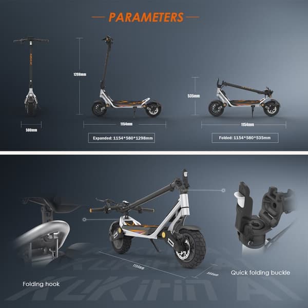 KuKirin A1 foldbar elektrisk scooter 10 tommer, 800W motor, 48V 13Ah batteri, maks. hastighed 45 km / t, rækkevidde 45 km, skivebremser for og bag