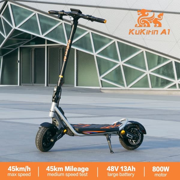 KuKirin A1 foldbar elektrisk scooter 10 tommer, 800W motor, 48V 13Ah batteri, maks. hastighed 45 km / t, rækkevidde 45 km, skivebremser for og bag