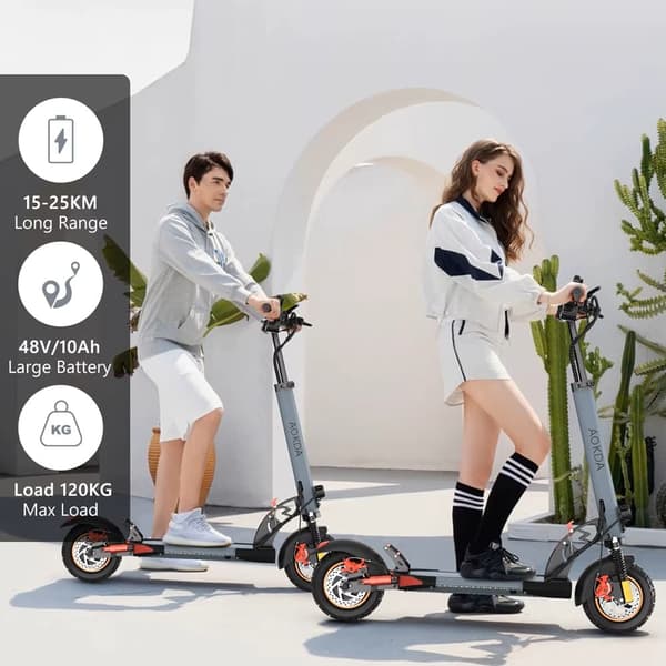 AOKDA A1 Foldbar Elektrisk Løbehjul, 800W Motor, 48V 12.5Ah Batteri, 10-tommers Offroad Dæk El-scooter, 45 km/t Max Hastighed, Skivebremse