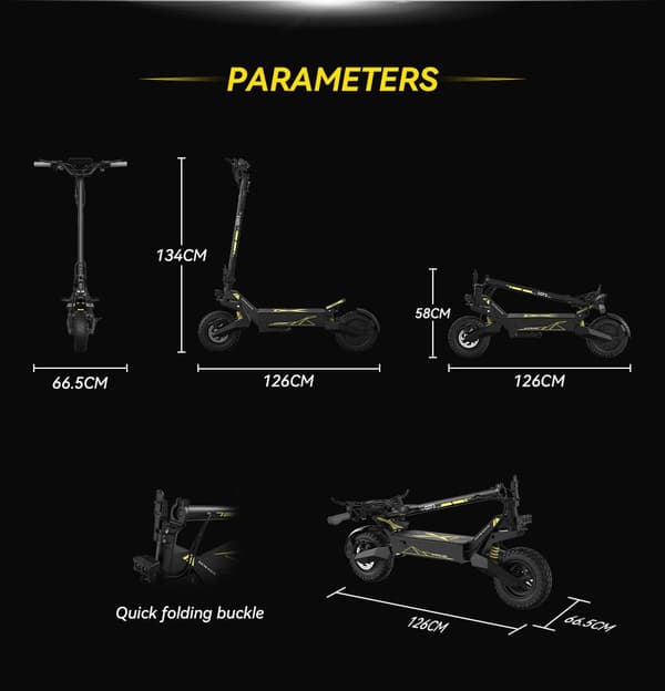 OOTD T10 off-road scooter 500W, 48V13AH batteri, 11" dæk, tophastighed 50 km, rækkevidde 35-45 km, skivebremser for og bag, foldbar elektrisk scooter
