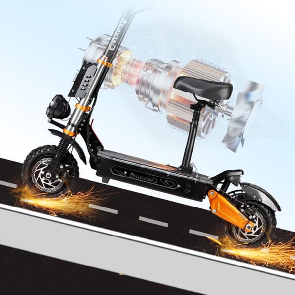 El-løbehjul CHEEVALRY S11 Pro, dobbeltmotorer 6000W 60V 43Ah, understøtter NFC, sort