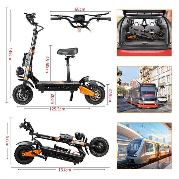 El-løbehjul CHEEVALRY S11 Pro, dobbeltmotorer 6000W 60V 43Ah, understøtter NFC, sort