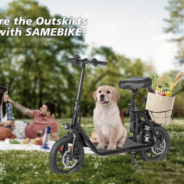 Hopfällbar elsparkcykel med säte SAMEBIKE SM-C02, 500W 36V 13Ah, 14"