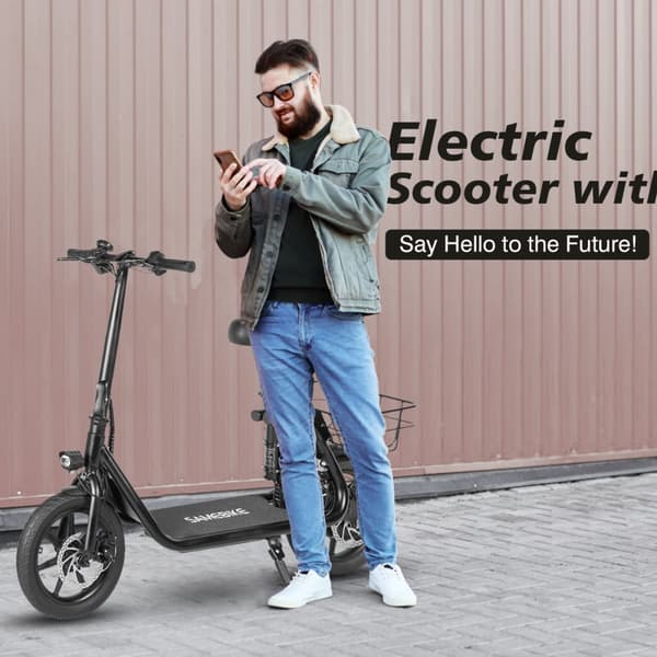 Hopfällbar elsparkcykel med säte SAMEBIKE SM-C02, 500W 36V 13Ah, 14"