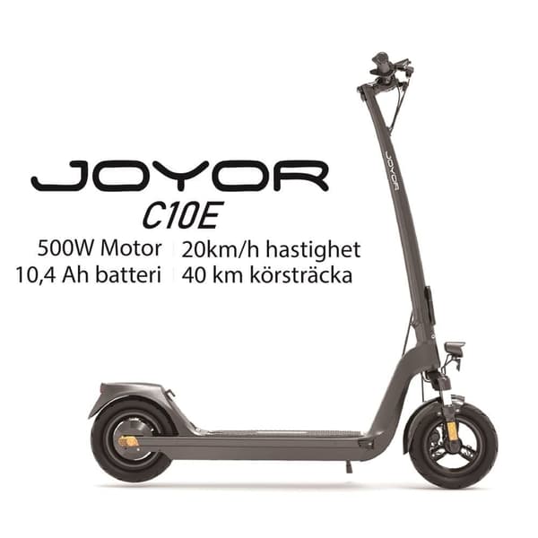 JOYOR C10E 500W motor, 48V 10,4Ah batteri, 10-tums däck, maxhastighet 20 km/h, max körsträcka 40 km/h elscooter