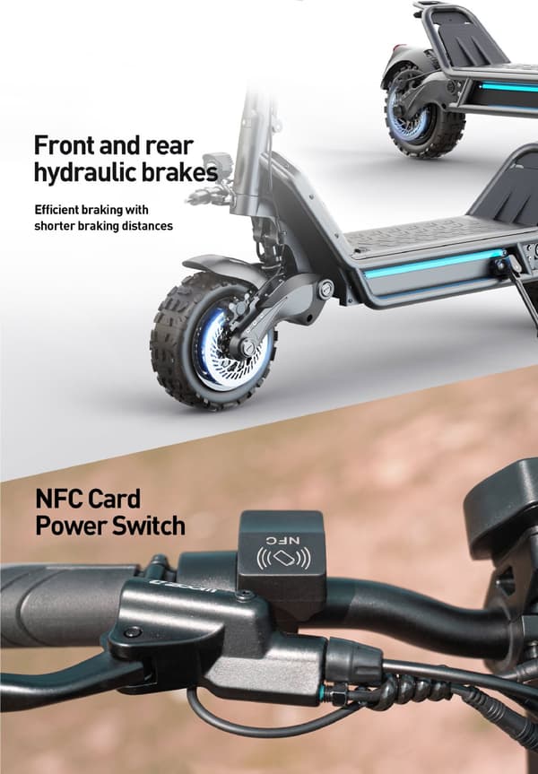 JOYOR E6-S 60V 31,5Ah batteri, 2*1600W dubbla motorer, 11-tums däck, maxhastighet 80 km/h, 100 km maximal körsträcka elscooter
