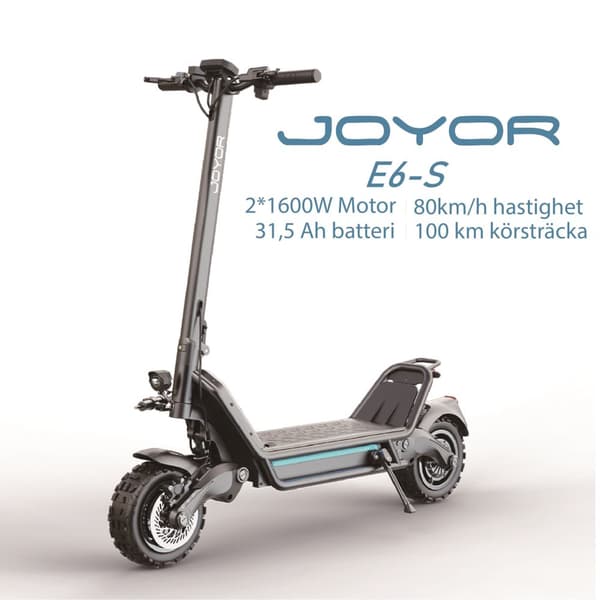 JOYOR E6-S 60V 31,5Ah batteri, 2*1600W dubbla motorer, 11-tums däck, maxhastighet 80 km/h, 100 km maximal körsträcka elscooter