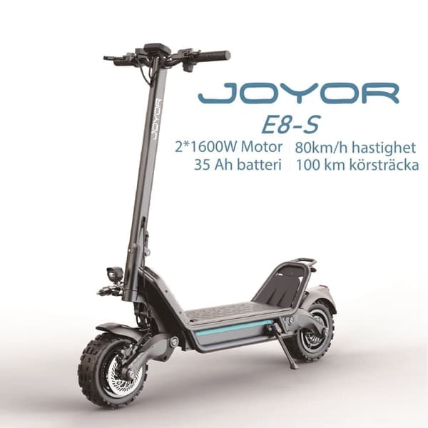 JOYOR E8-S 72V 35Ah batteri, 2*1600W dubbla motorer, 11-tums däck, maxhastighet 80 km/h, 100 km maximal körsträcka elscooter
