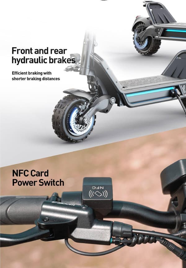 JOYOR E8-S 2*1600W dubbla motorer, 11-tums däck, 72V 35Ah batteri, maxhastighet 80 km/h, 100 km maximal körsträcka elscooter