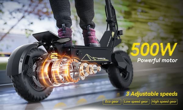 OOTD T10 foldbar elektrisk scooter 500W, 48V13AH batteri, 11" terrængående dæk, tophastighed 50 km, rækkevidde 35-45 km, skivebremser for og bag