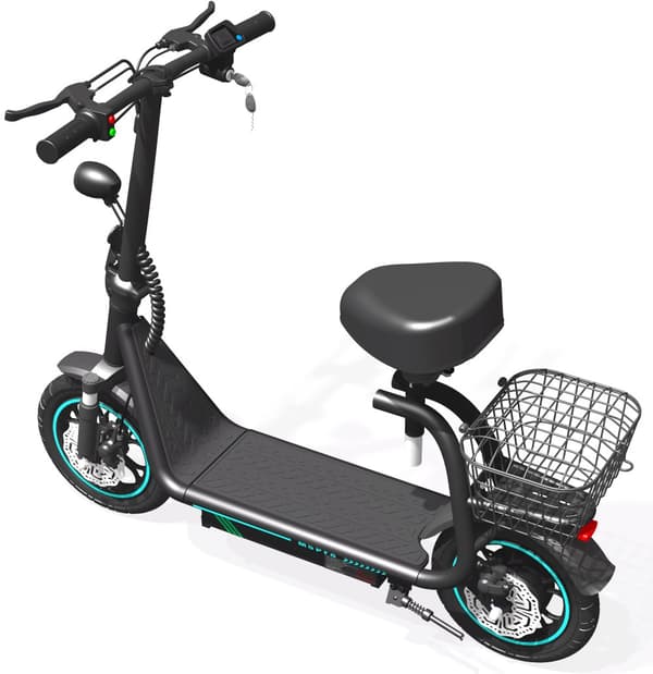 Sammenklappelig elektrisk løbehjul BOGIST M5 Pro, med sæde og kurv
