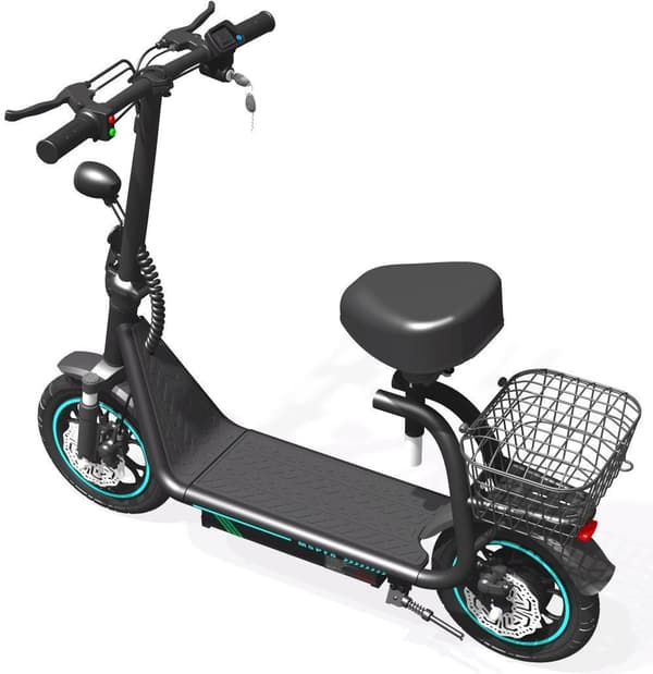Sammenklappelig elektrisk løbehjul BOGIST M5 Pro, med sæde og kurv