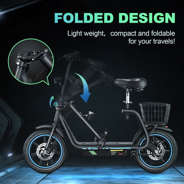 El-scooter med sæde BOGIST M5 Elite, 14" dæk, motor 48V 500W