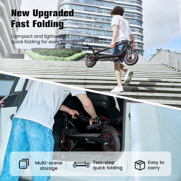 Sammenklappelig El-Scooter iScooter W6, Motor 36V 500W, 10 Tommer