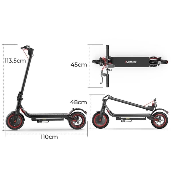 Hopfällbar elsparkcykel iScooter W7, Motor 42V 350W, 8,5” däck, APP-kontroll