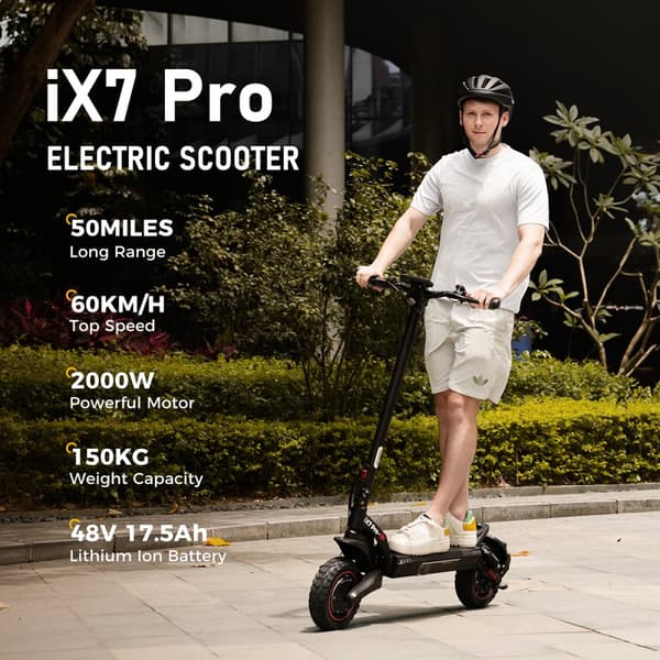 Elscooter iScooter iX7 Pro, Terräng, 2x1000W dubbla motorer, 48V 17.5Ah batteri
