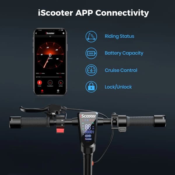 Hopfällbar elsparkcykel iScooter i10 Max, Motor 48V 750W, Batteri 18Ah, Blinkers