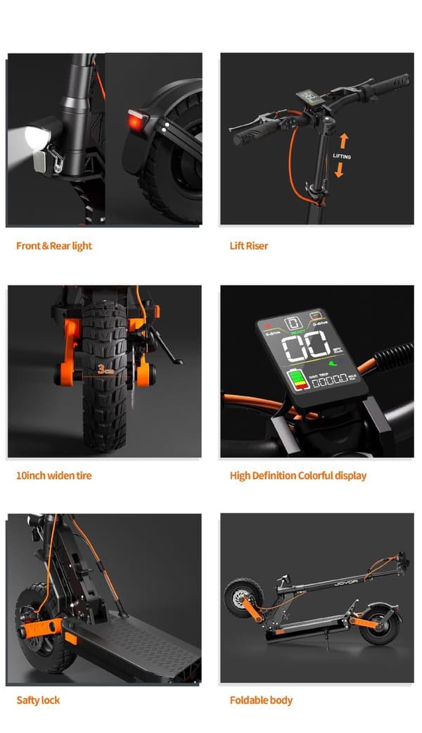JOYOR S5 ABE 48V 13Ah batteri, 500W motor, 10-tums däck, maxhastighet 20 km/h, max räckvidd 55 km