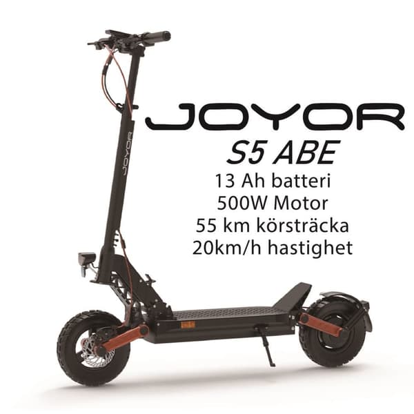 JOYOR S5 ABE 500W motor, 10-tums däck, 48V 13Ah batteri, maxhastighet 20 km/h, max räckvidd 55 km