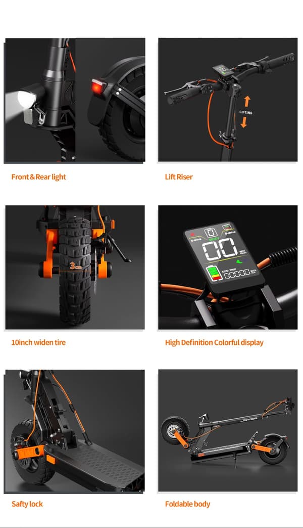 JOYOR S5 PRO ABE 500W motor, 10tums däck, 48V 13Ah batteri, maxhastighet 20 km/h, max räckvidd 55 km