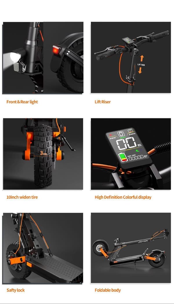 JOYOR S5 PRO ABE 500W motor, 10tums däck, 48V 13Ah batteri, maxhastighet 20 km/h, max räckvidd 55 km