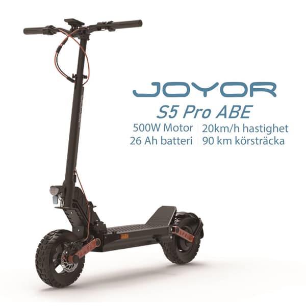JOYOR S5 PRO ABE 500W motor, 10tums däck, 48V 13Ah batteri, maxhastighet 20 km/h, max räckvidd 55 km