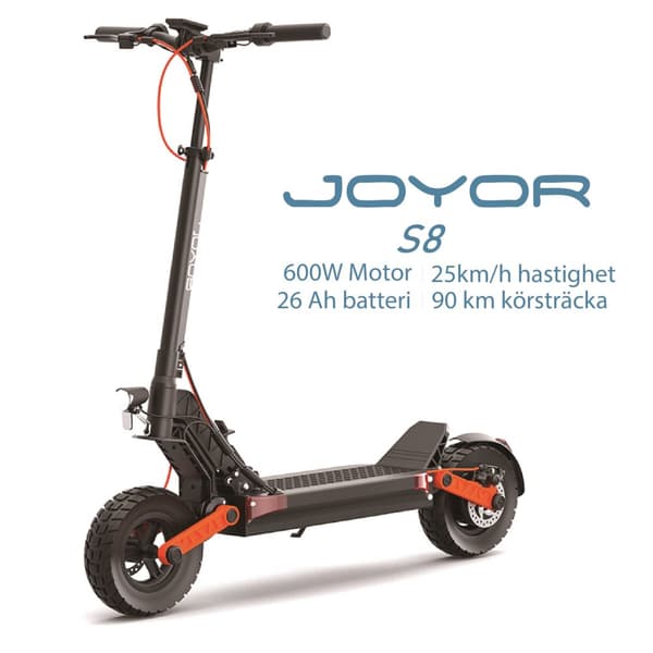 JOYOR S8 48V 26Ah batteri, 600W motor, 10-tums däck, maxhastighet 25 km/h, max räckvidd 90 km