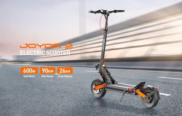 JOYOR S8 600W motor, 10-tums däck, 48V 26Ah batteri, maxhastighet 25 km/h, max räckvidd 90 km