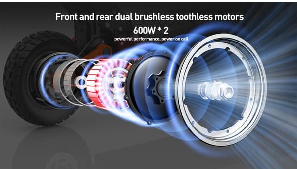 JOYOR S8-S-Z 2*600W motor, 48V 26Ah batteri, 10-tums däck, maxhastighet 25 km/h, körsträcka 80 km