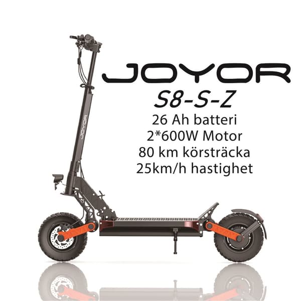 JOYOR S8-S-Z 2*600W motor, 10-tums däck, 48V 26Ah batteri, maxhastighet 25 km/h, körsträcka 80 km