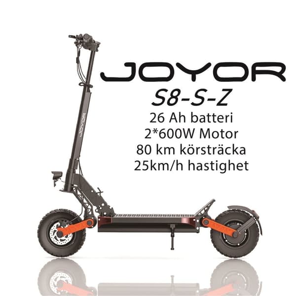 JOYOR S8-S-Z 2*600W motor, 10-tums däck, 48V 26Ah batteri, maxhastighet 25 km/h, körsträcka 80 km