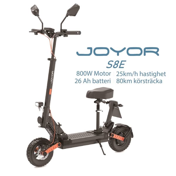 JOYOR S8E 48V 26Ah batteri, 800W motor, 10-tums däck, maxhastighet 25 km/h, räckvidd 80 km