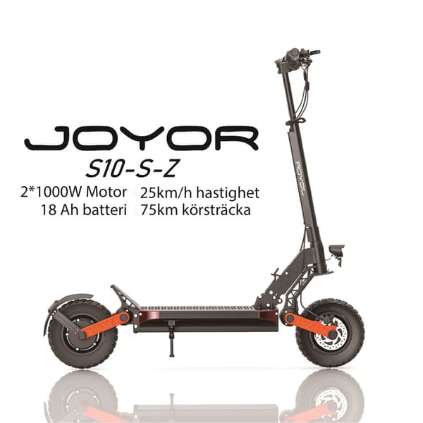 JOYOR S10-S-Z 2*1000W motor, 60V 18Ah batteri, 10-tums däck, maxhastighet 25 km/h, körsträcka 75 km