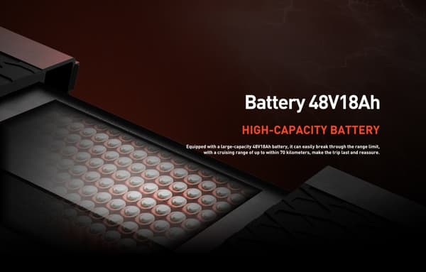 JOYOR T6 48V 18Ah batteri, 600W motor, 10-tums däck, maxhastighet 25 km/h, räckvidd 70 km