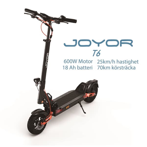 JOYOR T6 48V 18Ah batteri, 600W motor, 10-tums däck, maxhastighet 25 km/h, räckvidd 70 km