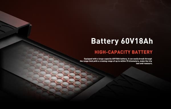 JOYOR T10 60V 18Ah batteri, 2*1000W motor, 10-tums däck, maxhastighet 25 km/h, räckvidd 75 km