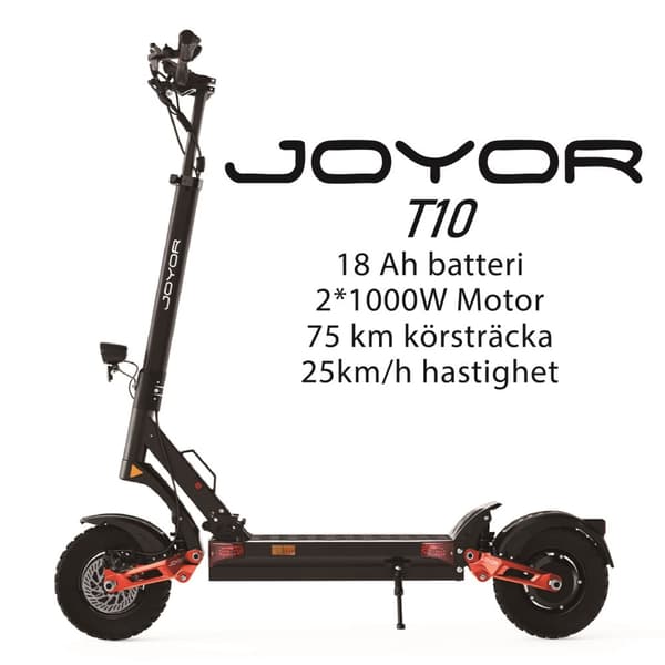 JOYOR T10 2*1000W motor, 10-tums däck,60V 18Ah batteri, maxhastighet 25 km/h, räckvidd 75 km