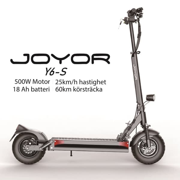 JOYOR Y6-S 500W motor, 48V 18Ah batteri, 10-tums däck, maxhastighet 25 km/h, räckvidd 60 km