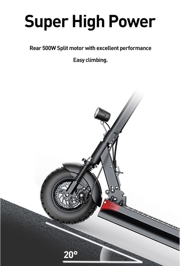 JOYOR Y6-S 500W motor, 10-tums däck, 48V 18Ah batteri, maxhastighet 25 km/h, räckvidd 60 km