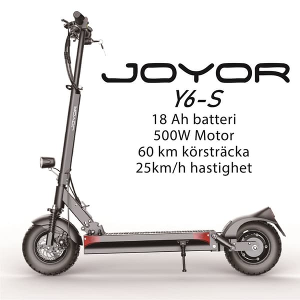 JOYOR Y6-S 500W motor, 10-tums däck, 48V 18Ah batteri, maxhastighet 25 km/h, räckvidd 60 km