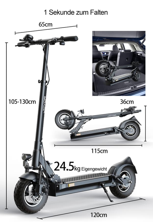 JOYOR Y8-S 48V 26Ah batteri, 500W motor, 10-tums däck, maxhastighet 20 km/h, räckvidd 100 km